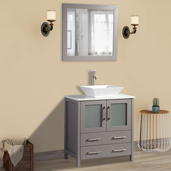 Wade Logan® Karson 30" Single Bathroom Vanity Set with Mirror & Reviews
